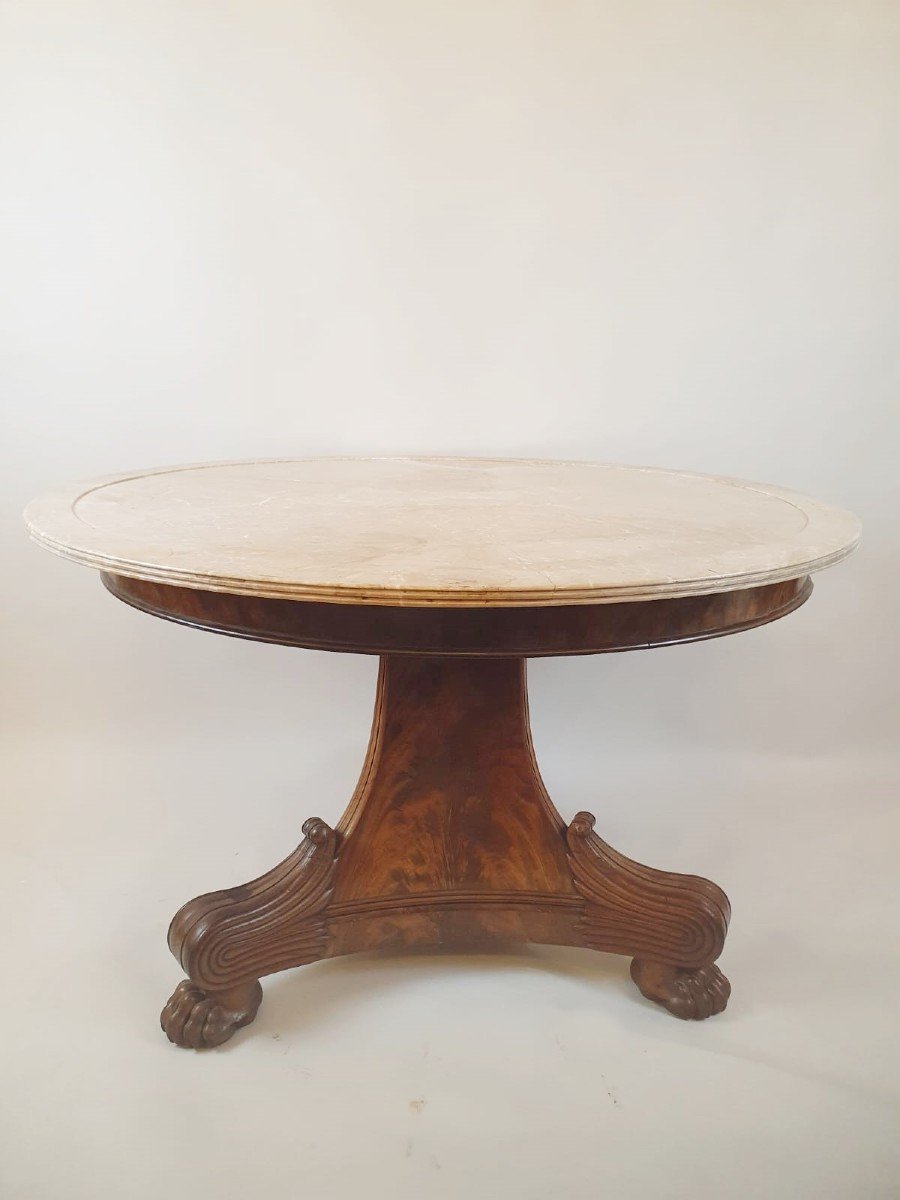 Charles X Pedestal Table In Mahogany And Marble Top 