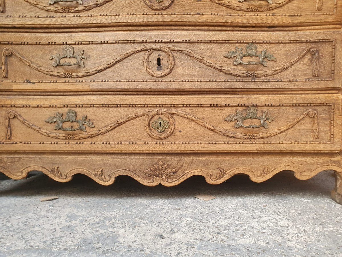 Oak Chest Of Drawers Opening With 4 Rows Of Drawers, Early 19th Century-photo-3