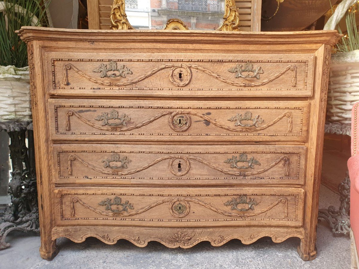 Oak Chest Of Drawers Opening With 4 Rows Of Drawers, Early 19th Century-photo-4