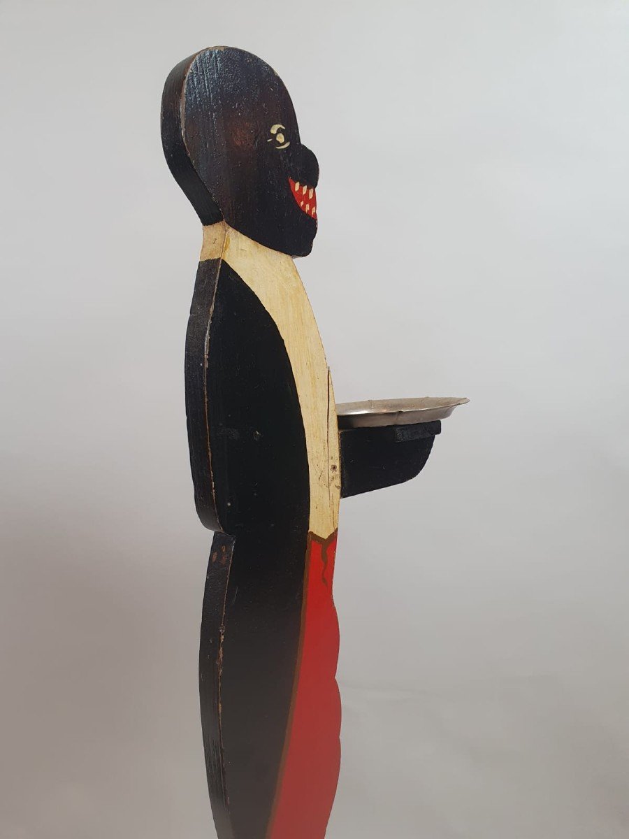 2 Painted Wooden Servants, Early 20th Century-photo-3