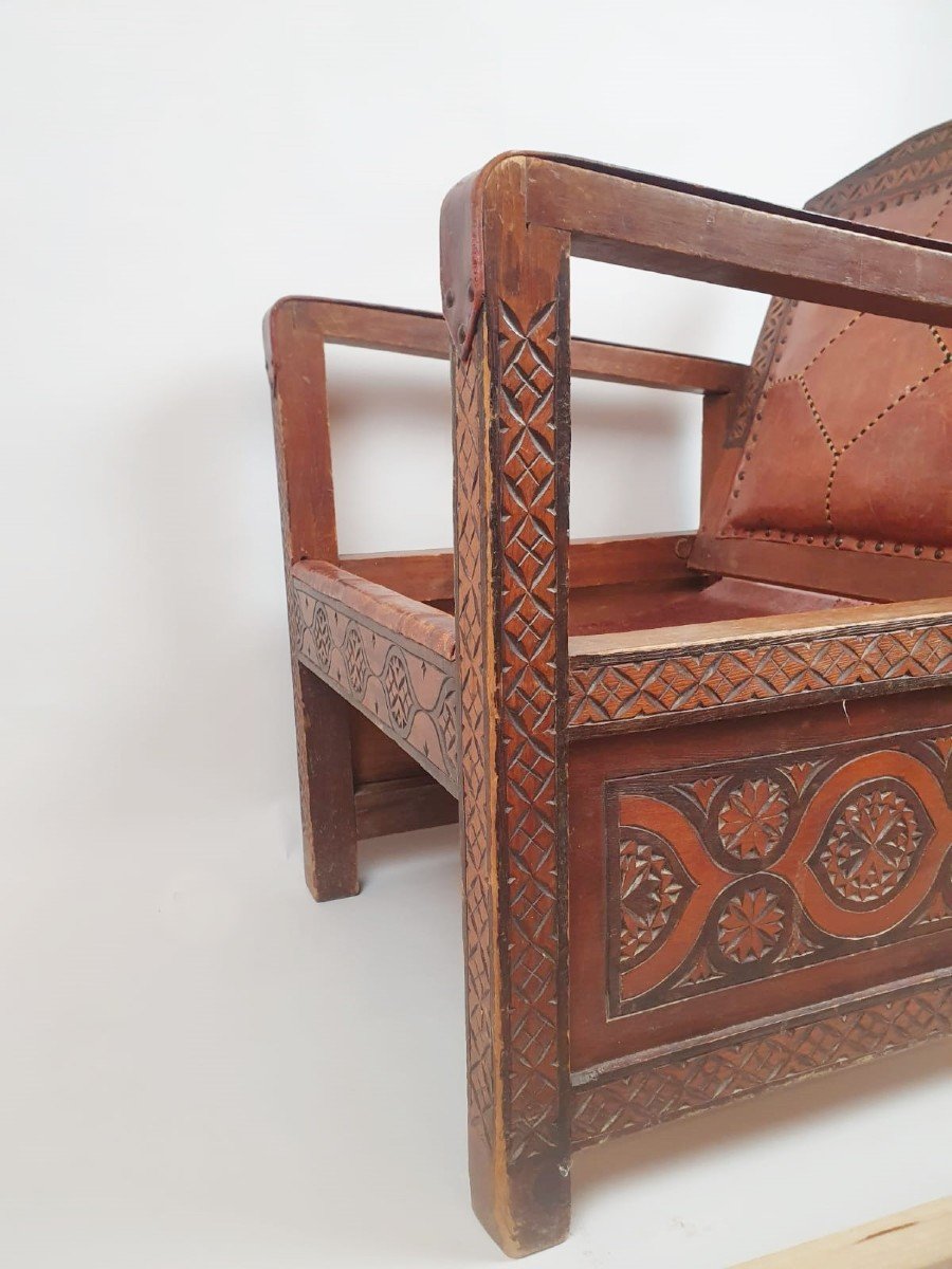 Art Deco Period Armchair, Moroccan Work Circa 1930-photo-4