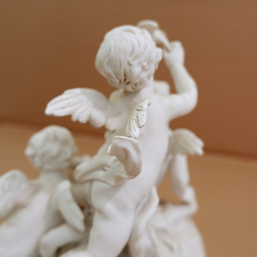 Biscuit Signed Boucher - Group Of Three Cherubs-photo-4