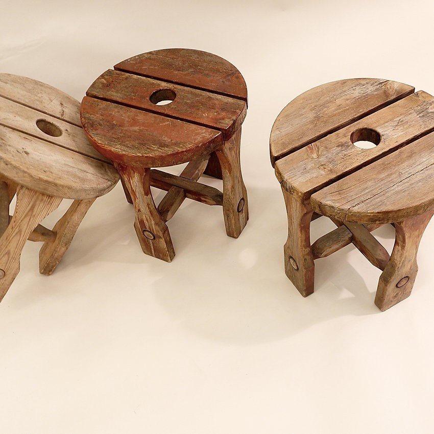 Set Of 3 Stools, Sweden 1940-photo-2