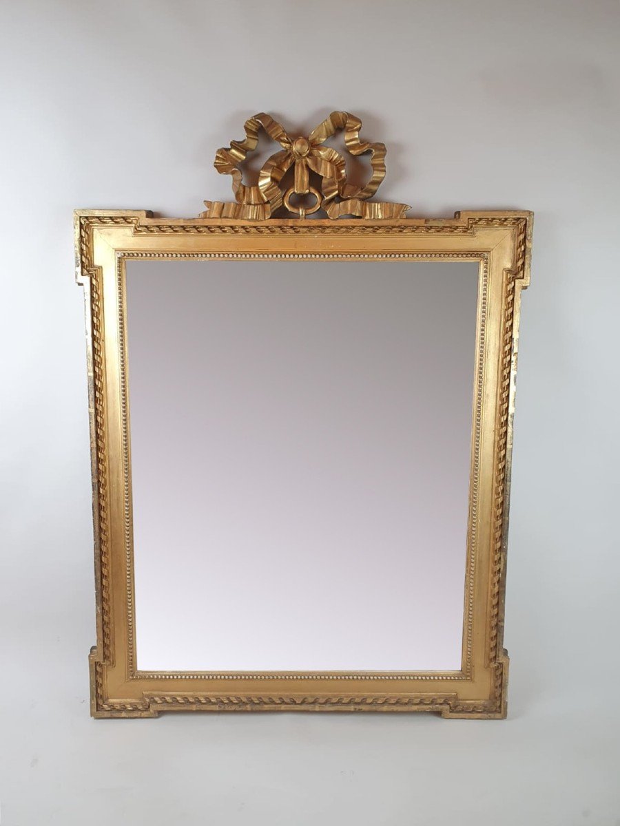 Miroir De Style Louis XVI En Bois Doré, Fin 19th