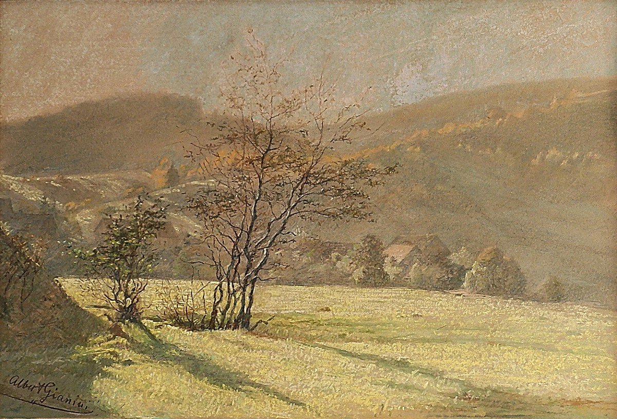 Albert Gianini (1876-1937). Pastel: "autumn Landscape"-photo-2