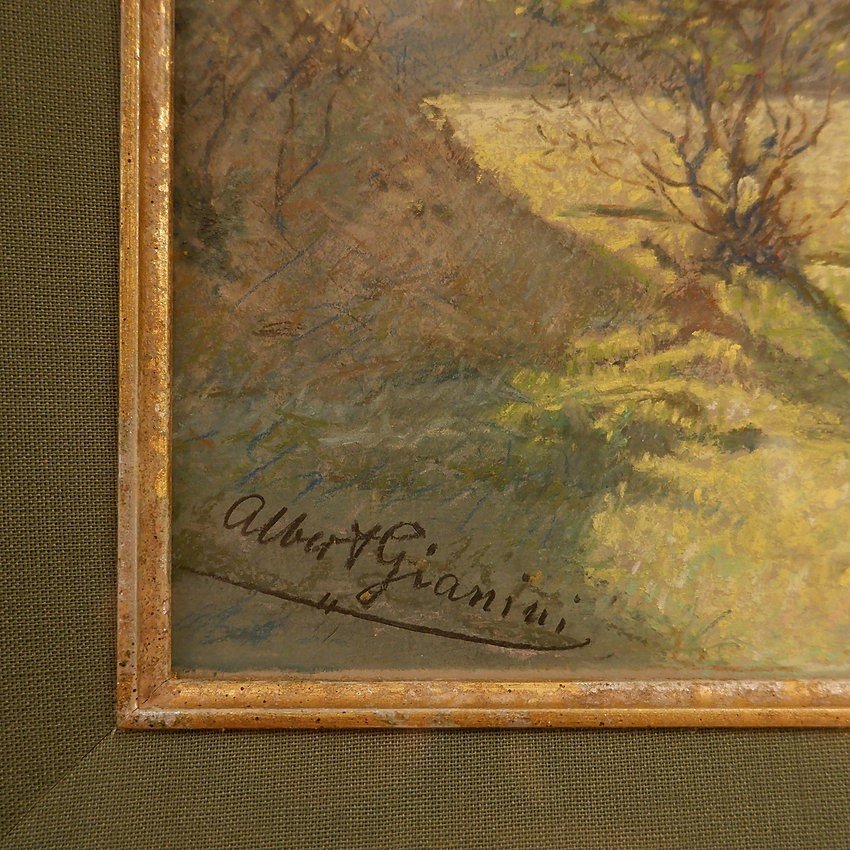 Albert Gianini (1876-1937). Pastel: "autumn Landscape"-photo-1