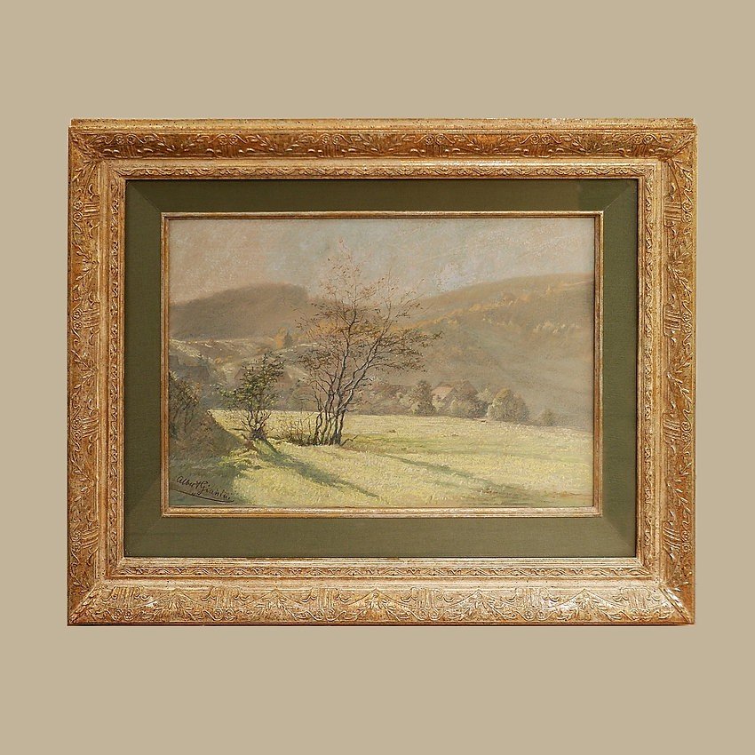 Albert Gianini (1876-1937). Pastel: "autumn Landscape"-photo-6