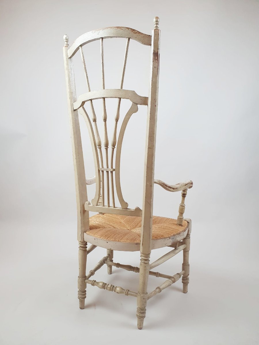 Louis XVI Style Patinated Wood Nurse's Chair, Early 20th Century -photo-3