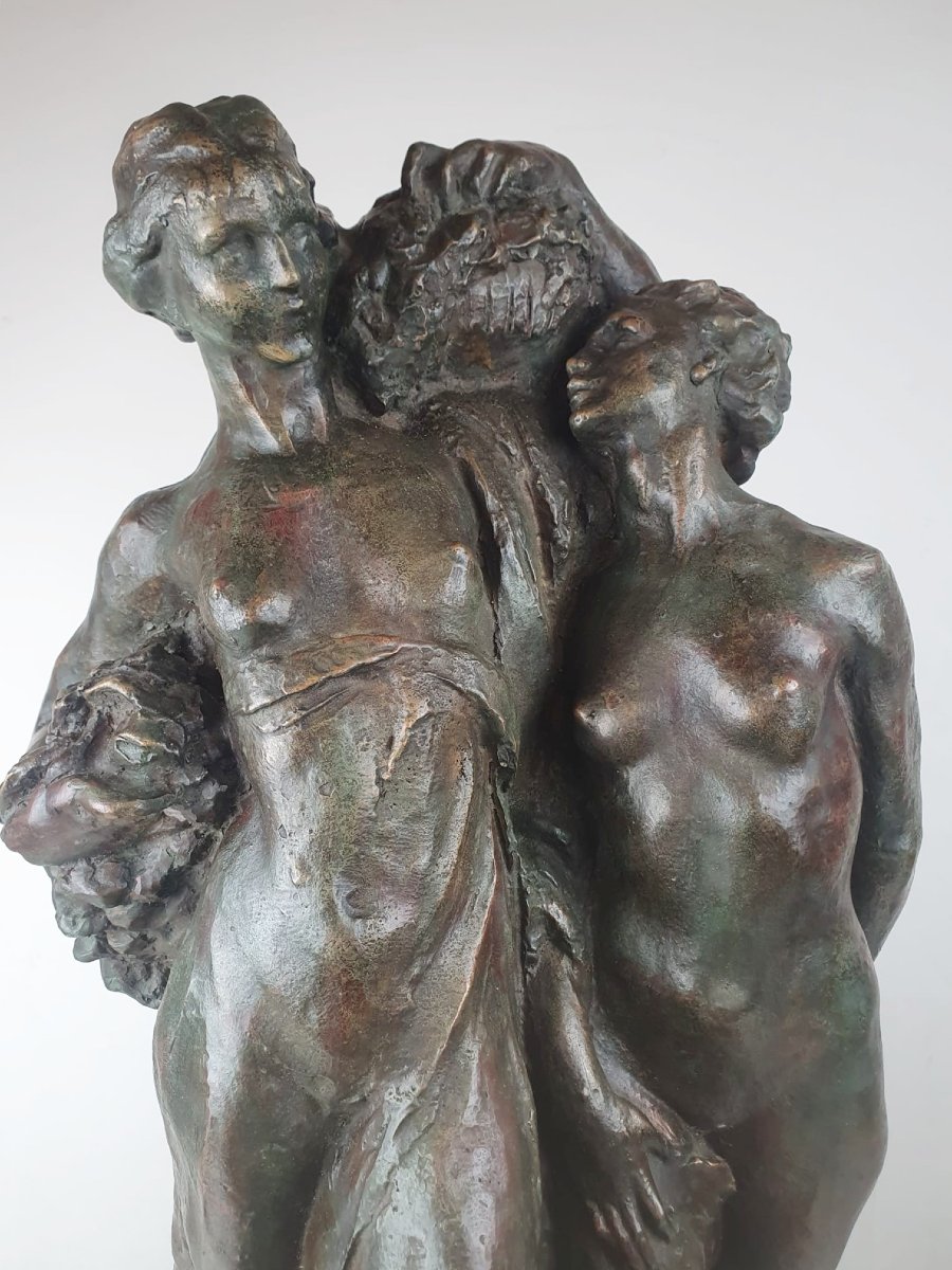 Jos De Decker, Bronze à Patine Verte "allégorie Du Printemps"-photo-1