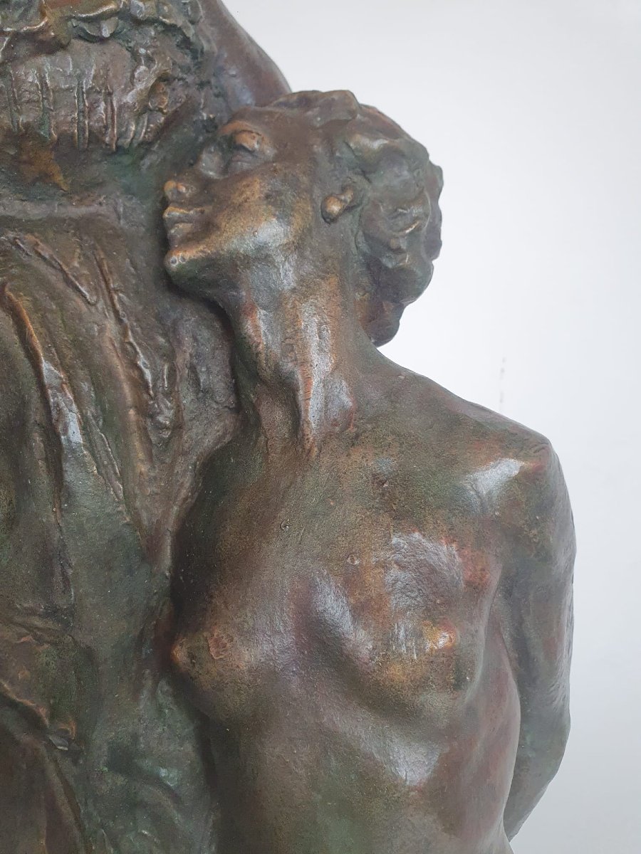 Jos De Decker, Bronze à Patine Verte "allégorie Du Printemps"-photo-2