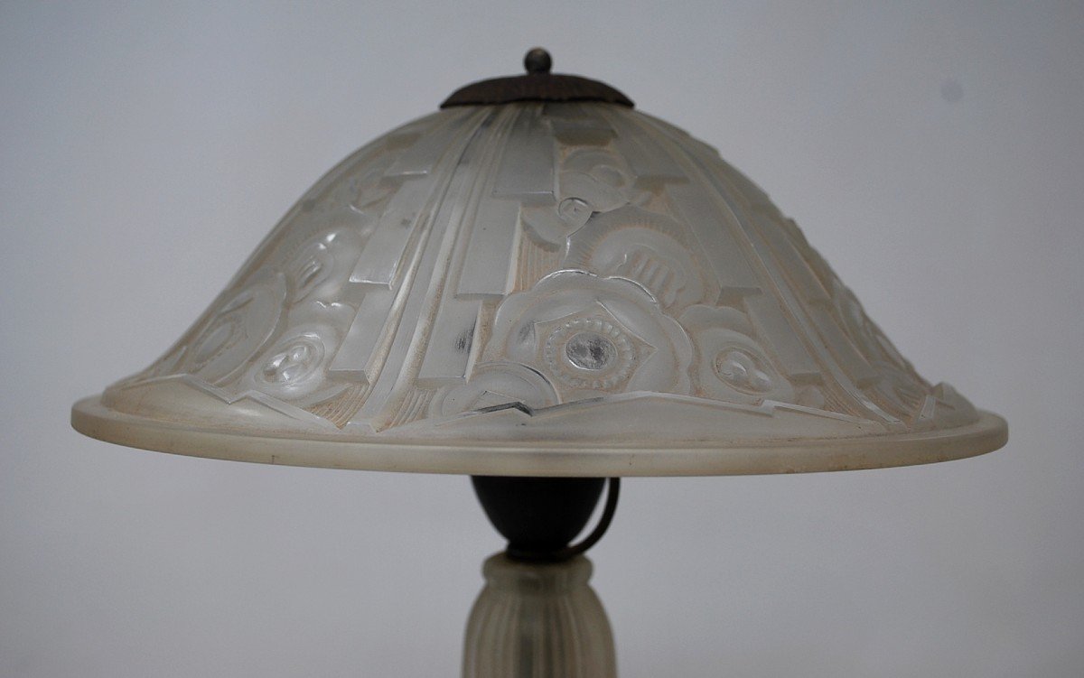 Hettier Vincent Lamp - Pressed Glass - Art Deco-photo-2