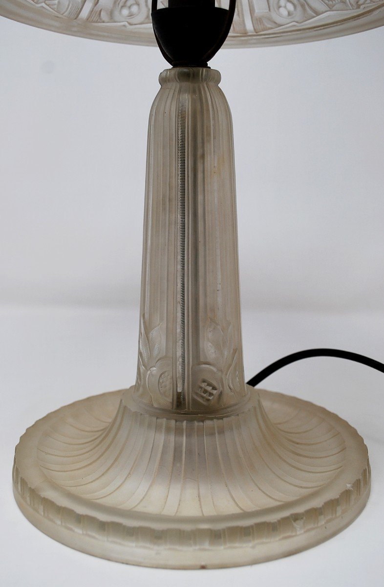 Hettier Vincent Lamp - Pressed Glass - Art Deco-photo-3