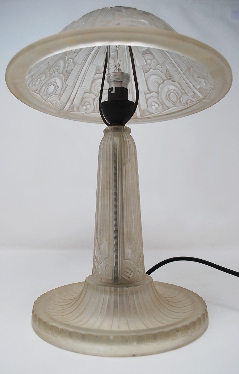 Hettier Vincent Lamp - Pressed Glass - Art Deco-photo-1