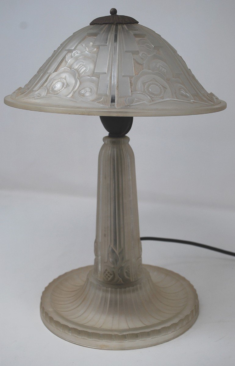 Hettier Vincent Lamp - Pressed Glass - Art Deco