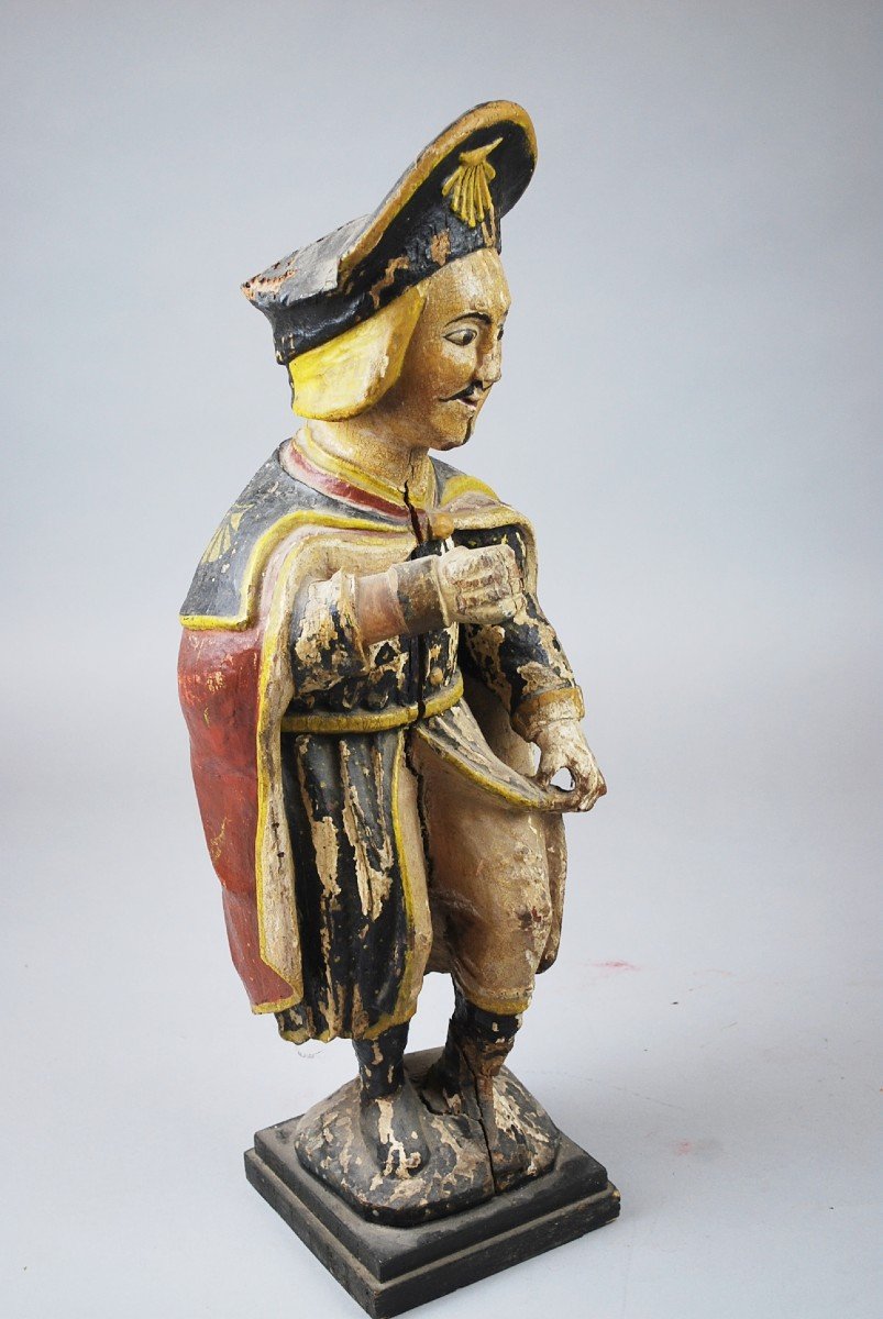 Saint Roch En Bois Sculpté Polychrome, 18th-photo-2