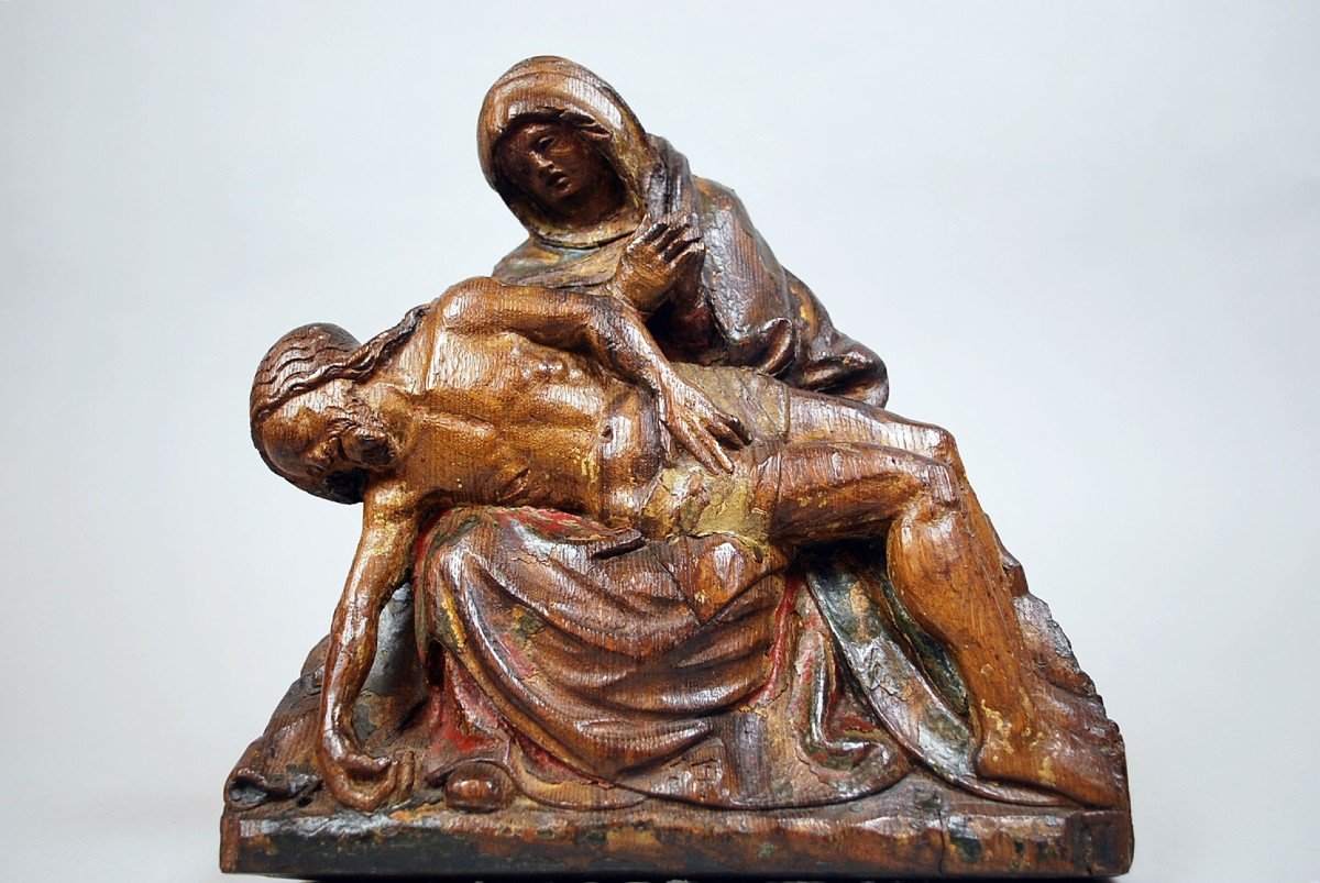 Pieta, Oak Sculpture, Flanders, Circa 1500-photo-3