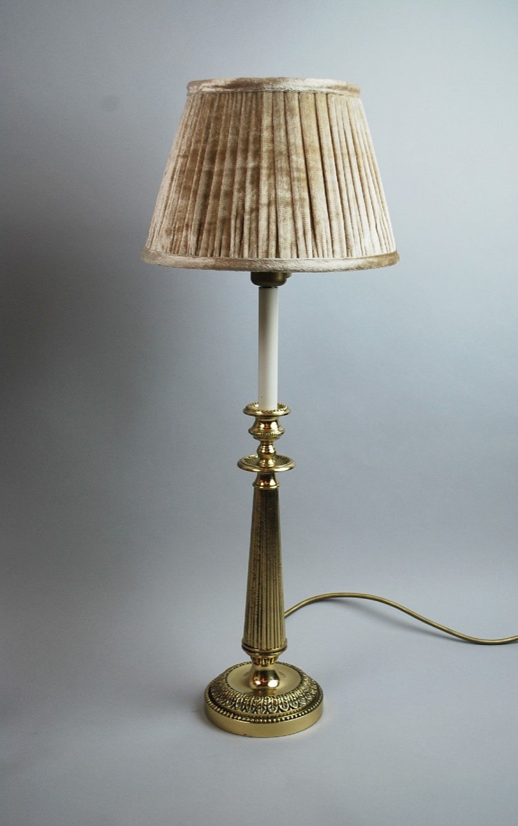 Pair Of Golden Metal Lamps-photo-2