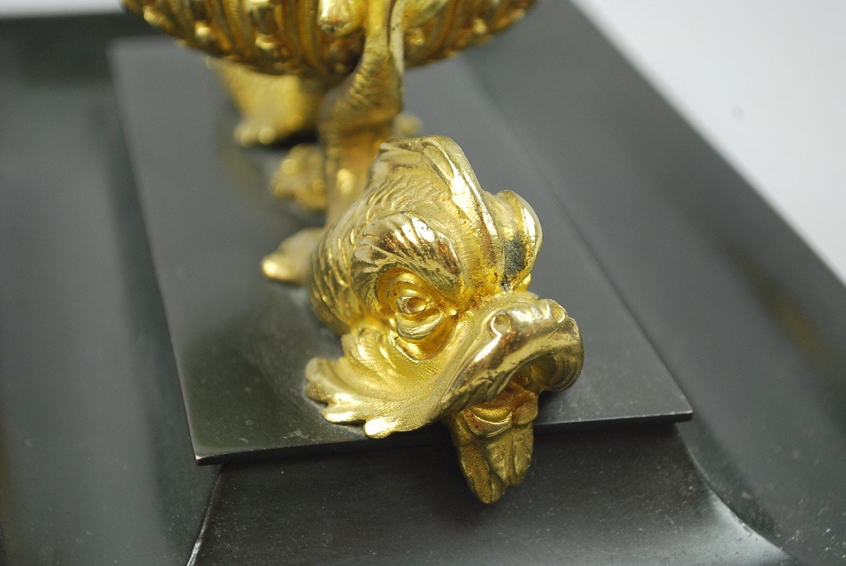 Inkwell In Gilt Bronze And Black Patina, 19th-photo-5