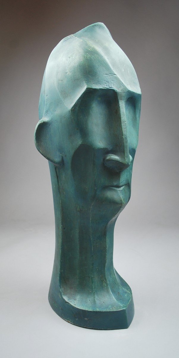Patinated Plaster Head, Art Deco