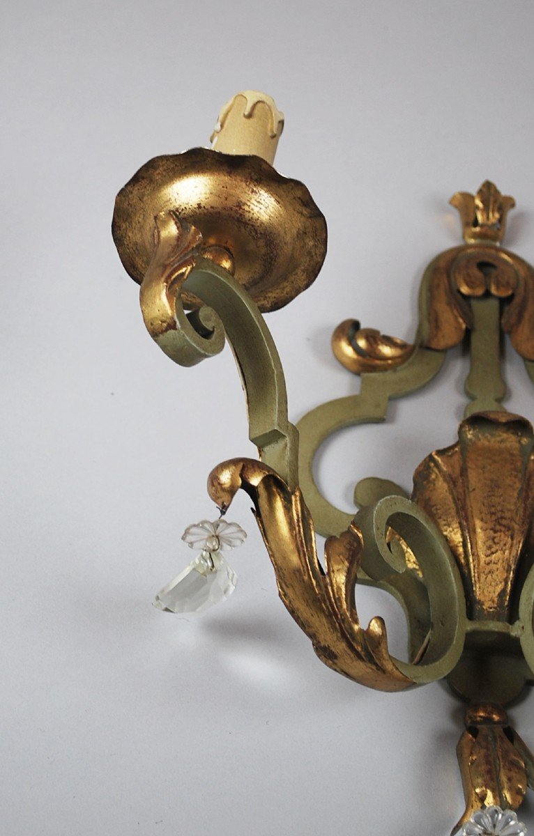 Pair Of Wrought Iron Sconces, Around 1940-photo-2