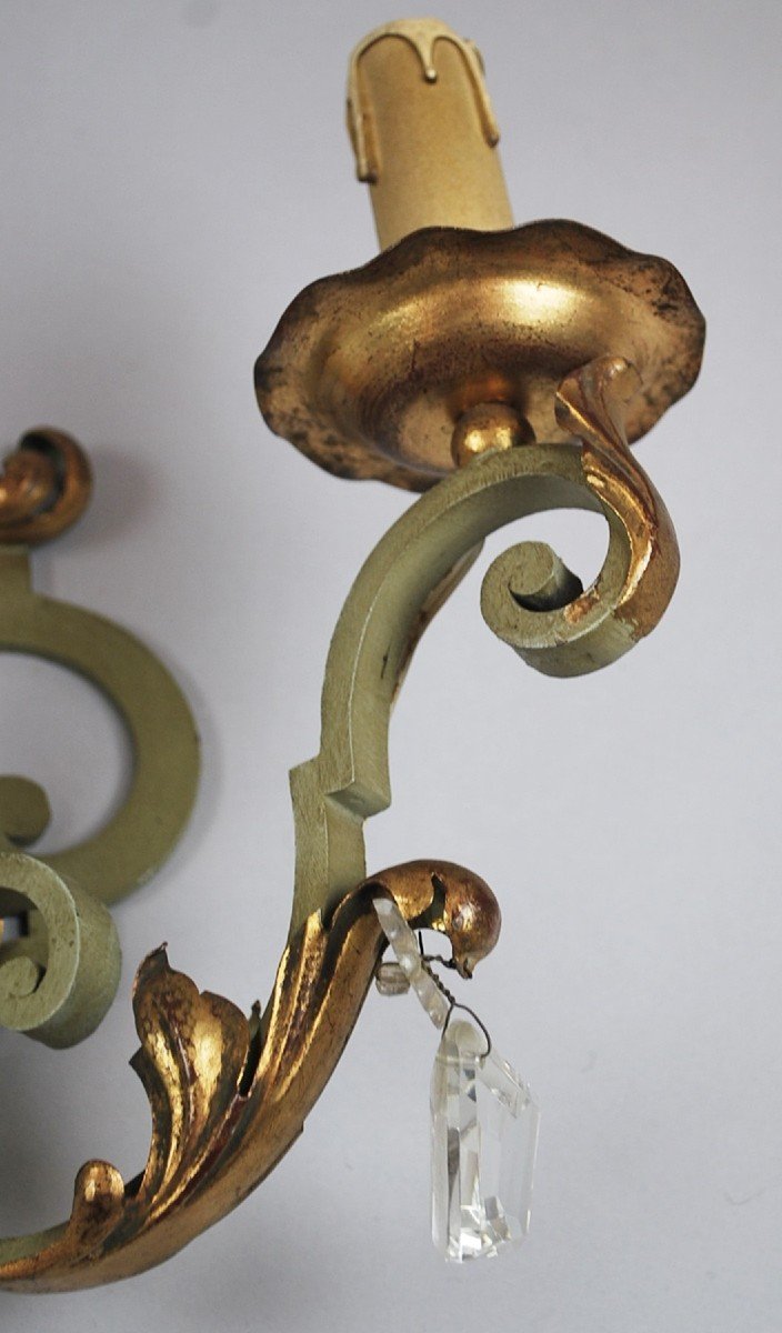 Pair Of Wrought Iron Sconces, Around 1940-photo-2