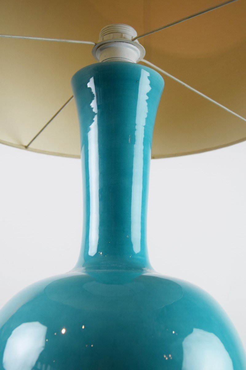 Turquoise Glazed Earthenware Lamp-photo-4