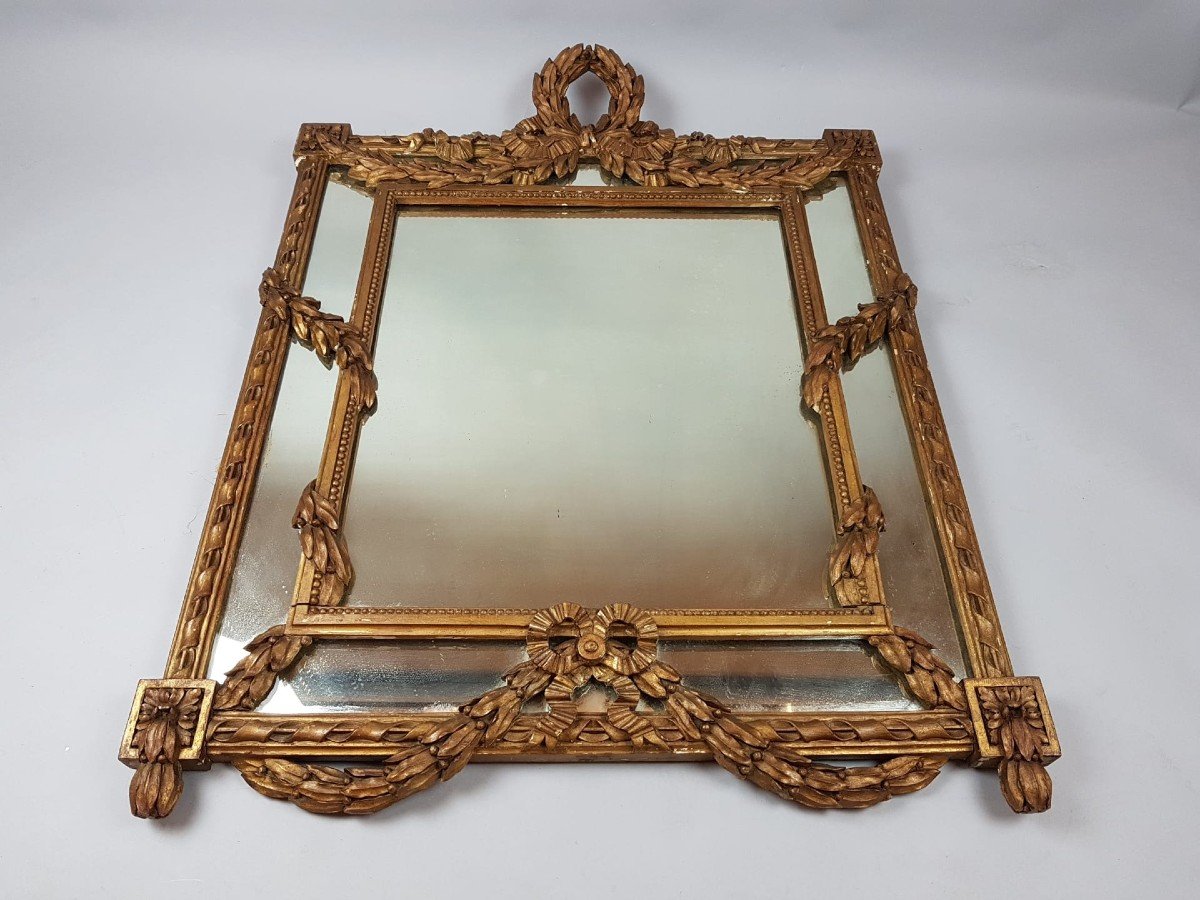 Louis XVI Style Mirror In Golden Wood, 19th-photo-2