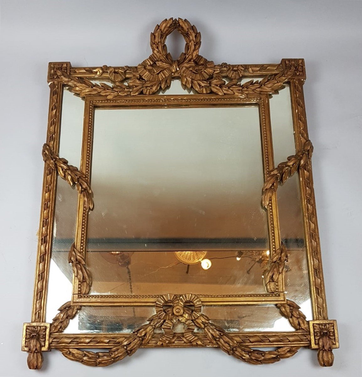 Louis XVI Style Mirror In Golden Wood, 19th-photo-3