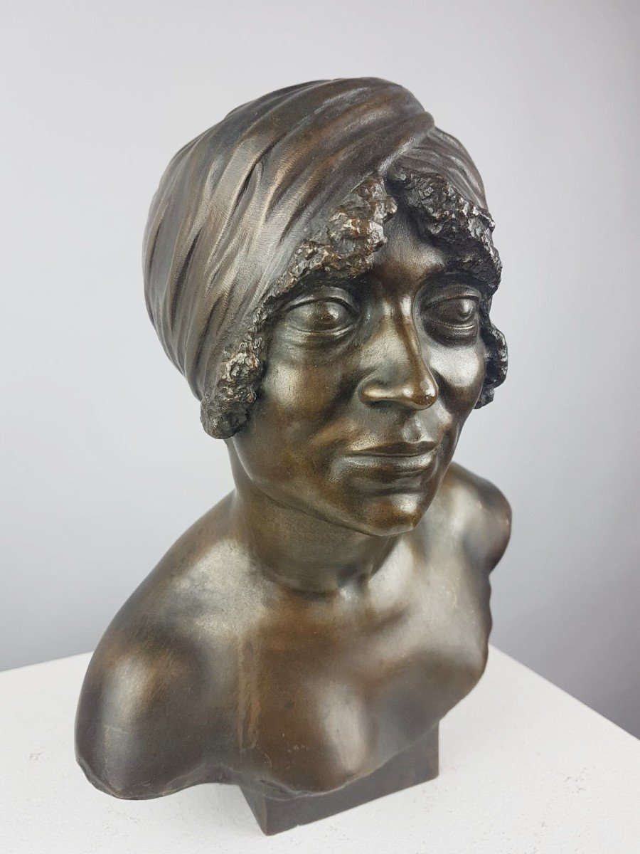 Matton A. Bust Of An African, Bronze With Brown Patina-photo-4