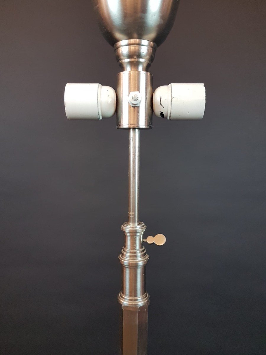 Floor Lamp In Chromed Metal, Circa 1940-photo-2