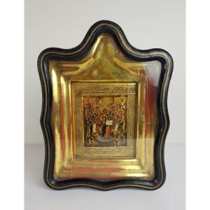 Late 19th Icon With Gilding And Silver Enhancement