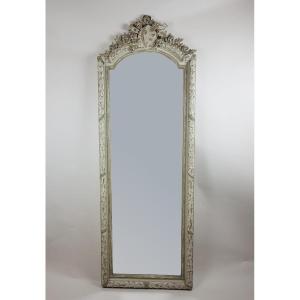 Louis XVI Style Mirror In Gray Limed Wood