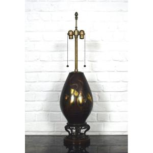 Large Patinated Metal Lamp