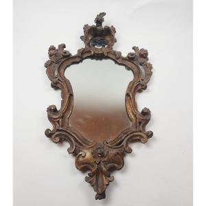 Miroir Louis XV En Bois Sculpté, 18th