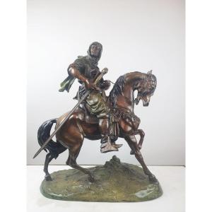 Antoine-louis Barye, Bronze Sculpture With 3 Patinas "arab Horseman"