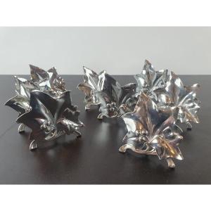 Wmf, Set Of 8 Menu Holders In Art Nouveau Silver Metal