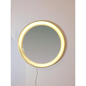 Backlit Golden Leaf Mirror, Circa 1960