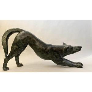 Grand Chien En Bronze, Signé Talmar 1954