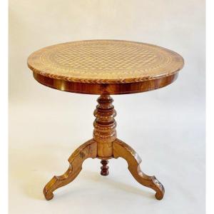 Finely Inlaid Pedestal Table, 19th