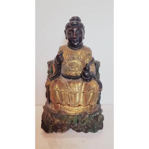 Monk In Carved And Gilded Wood - 19th Century