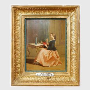 Oil On Panel - Elegant Woman At Her Toilet - Signed Primer - Early 20th Century