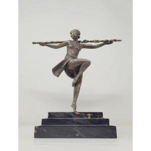 Bronze " Danseuse Au Thyrse"  Art Déco, Signé Pierre Le Faguays. 