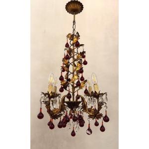 Gold Metal Chandelier - Circa 1950