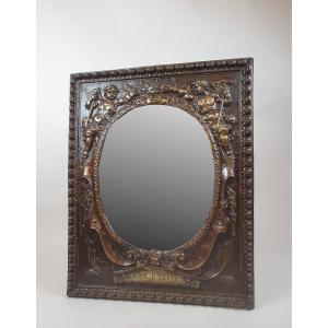 Miroir En Cuivre Repoussé, 19th