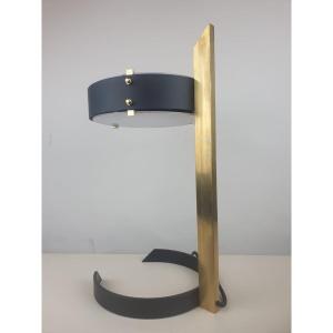 Brass, Sheet Metal And Plexi Desk Lamp, Italy Circa 1970