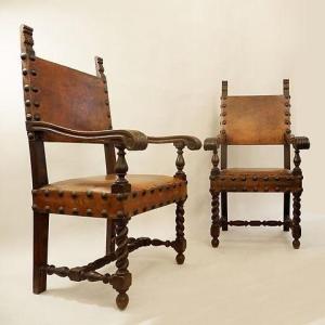 Pair Of Armchairs, L. XIII, 19th Century