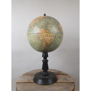 Terrestrial Globe, Early 20th, Blackened Wooden Base 