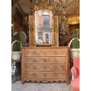 Oak Chest Of Drawers Opening With 4 Rows Of Drawers, Early 19th Century