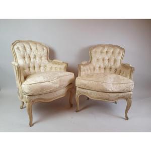 Pair Of Louis XV Style Bergeres, Early 20th Century