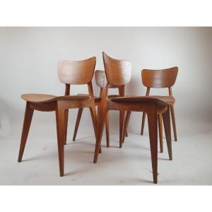 Roger Landault, Set Of 4 Chairs, Circa 1960